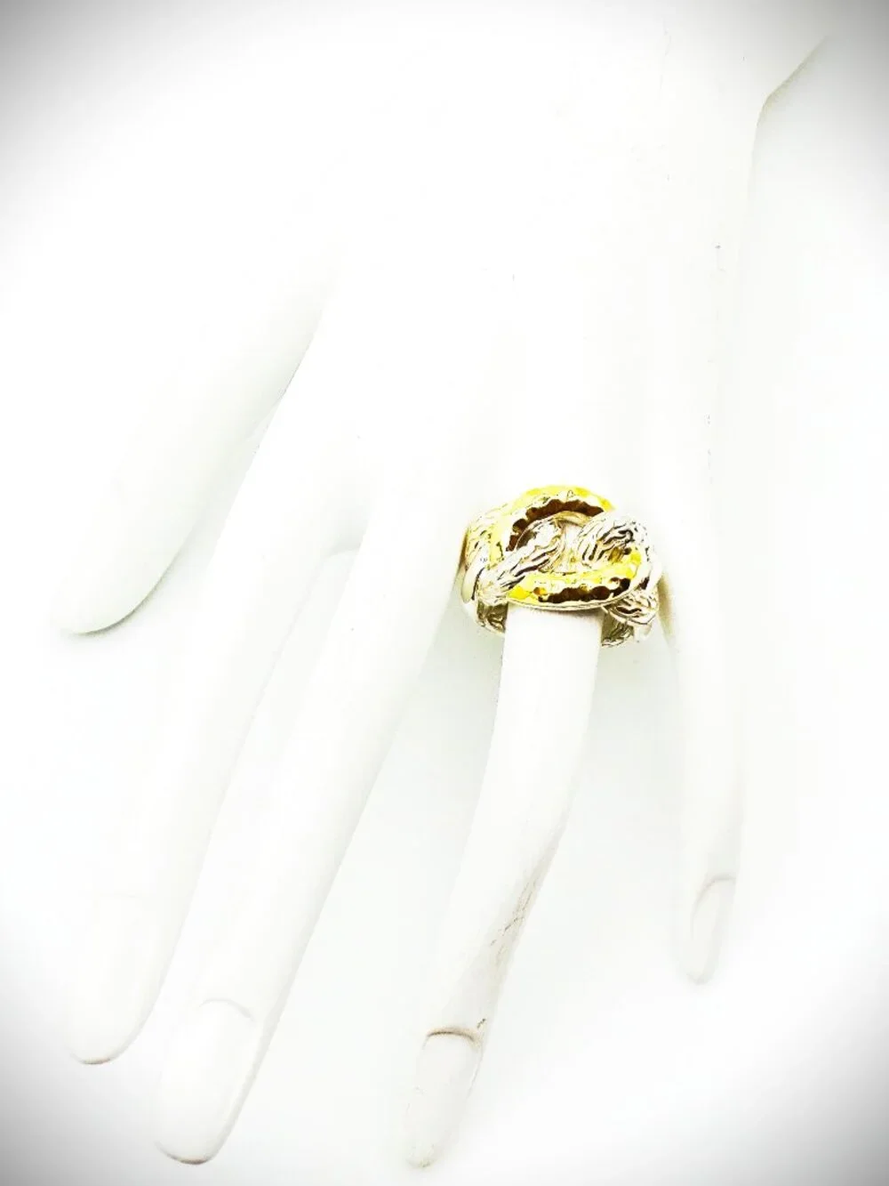 JOHN HARDY Chain Collection Sterling Silver 18K Yellow Gold  Ring Size 8.5
